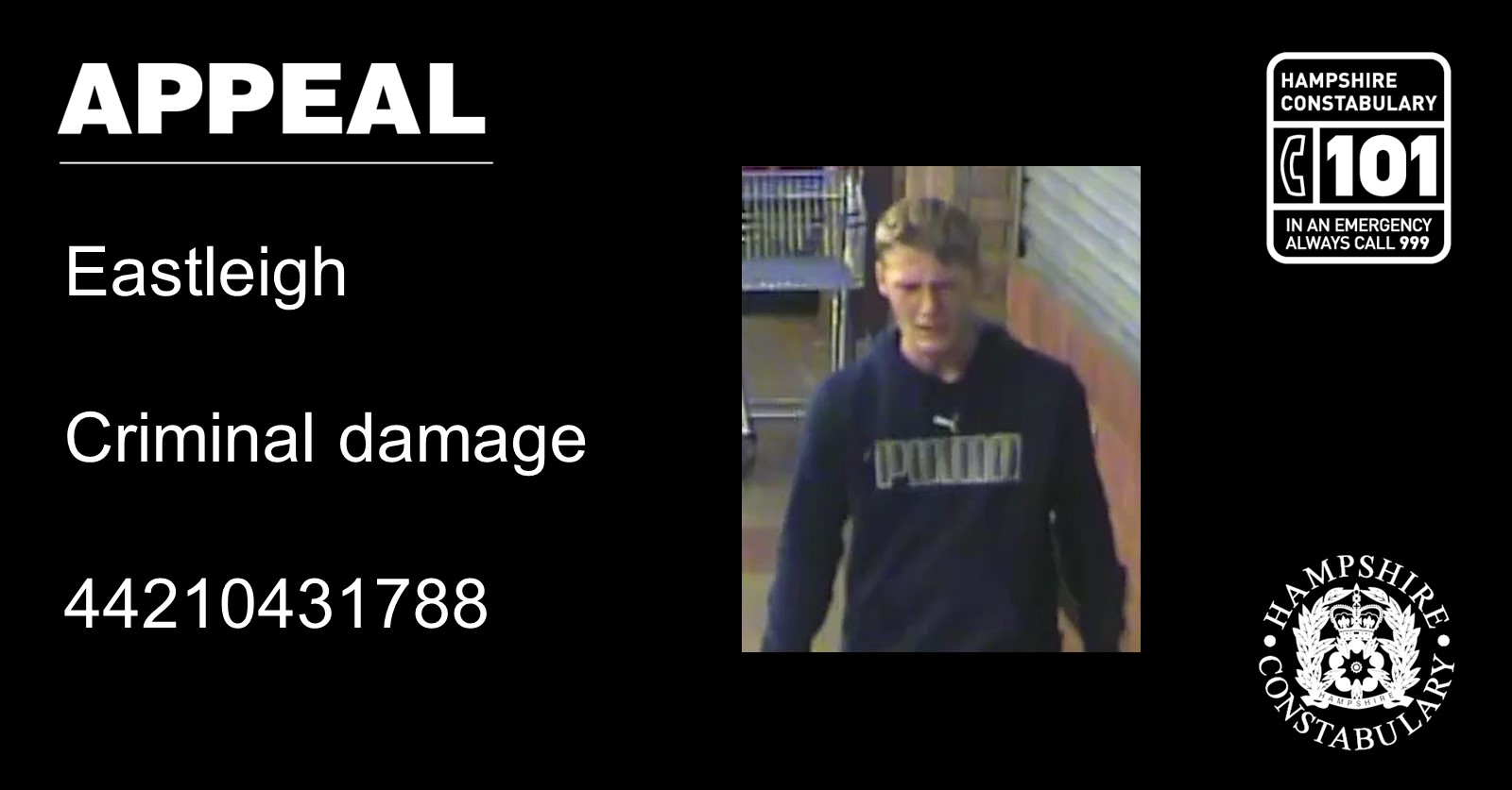 CCTV images released following criminal damage incidents in Eastleigh