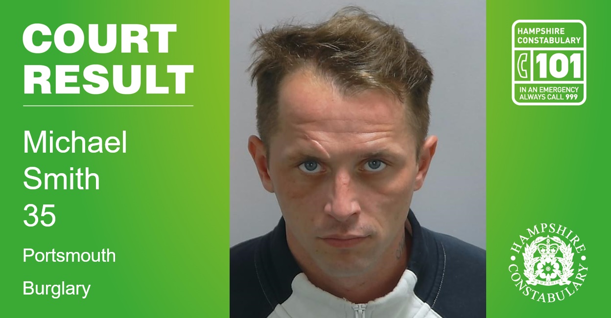  Portsmouth man sentenced following house burglary on Locksway Road, Portsmouth