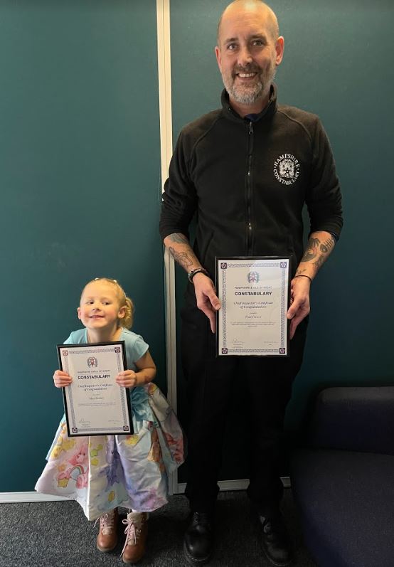Brave four-year-old meets police staff after calling 999 to help mum