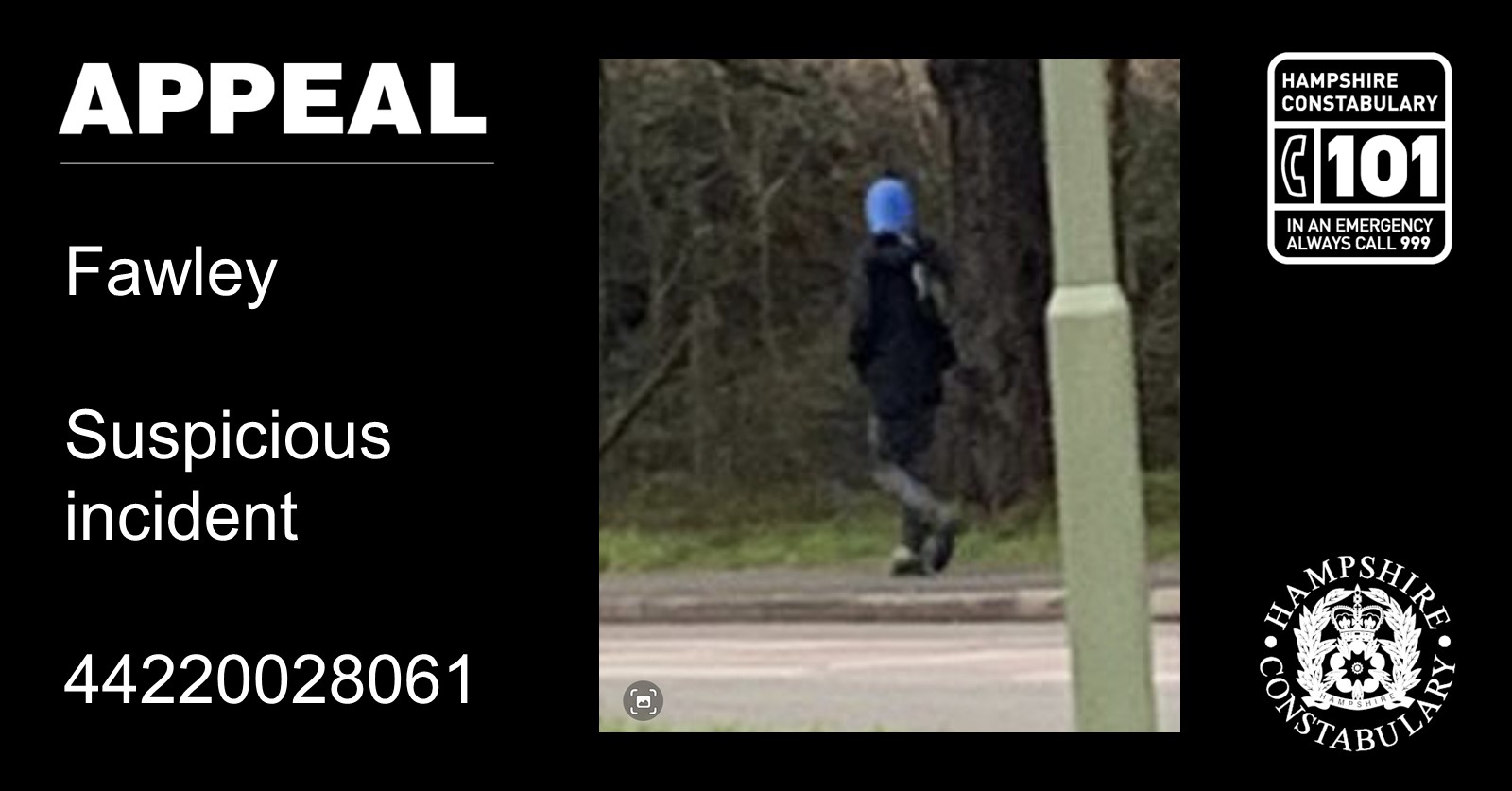 CCTV image released after schoolgirl followed by unknown man in Fawley