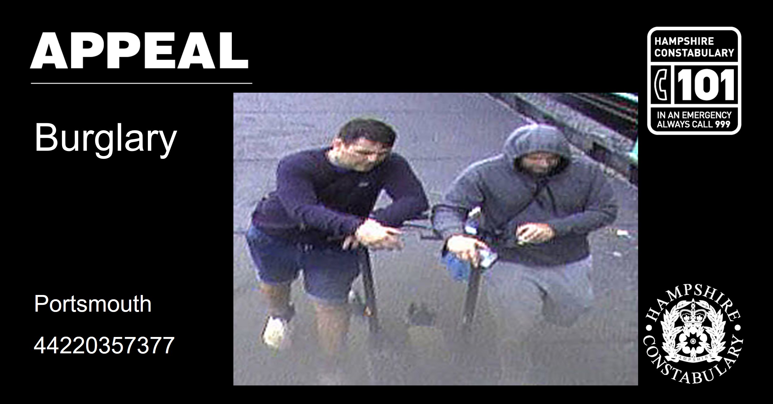 Appeal for information following burglary in Portsmouth