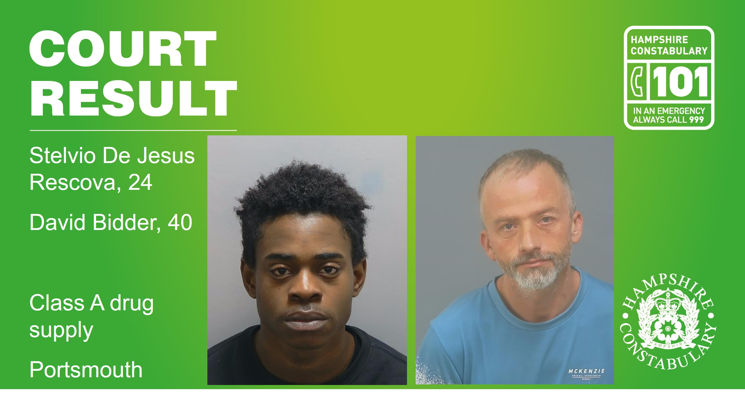 Two men sentenced in connection with Class A drugs supply in Portsmouth