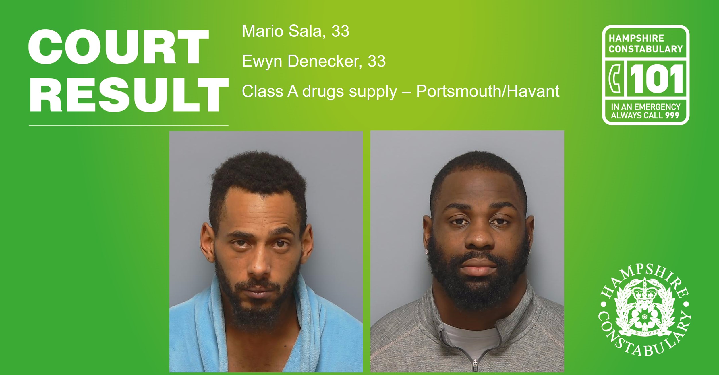 Men jailed for Class A drugs supply across Portsmouth and Havant have sentences extended 