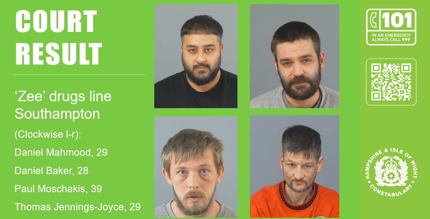 Four men jailed for almost 20 years for their involvement in Southampton drugs line