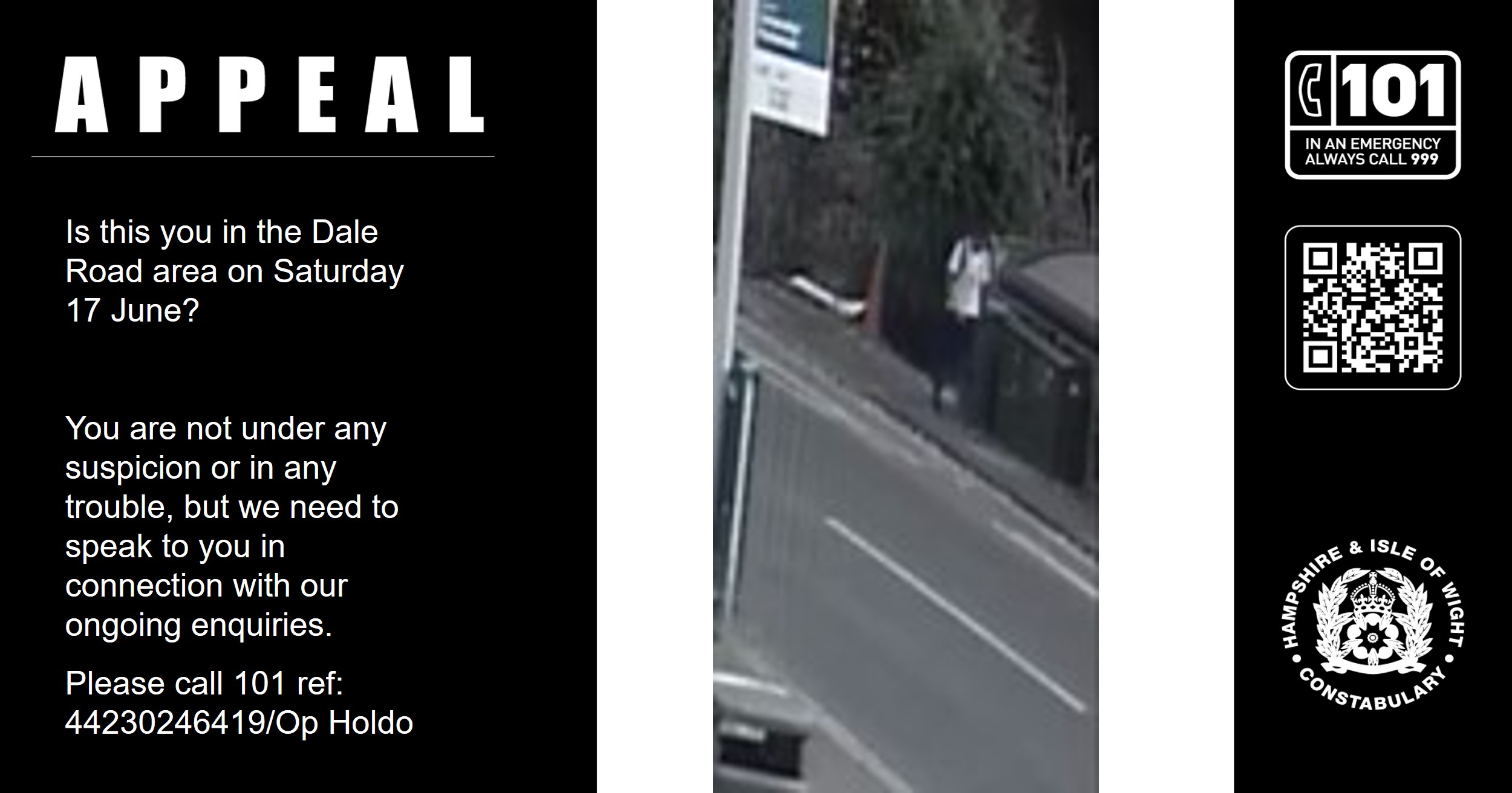 Police release image of person they would urgently like to speak to in connection with discovery of human placenta in Southampton