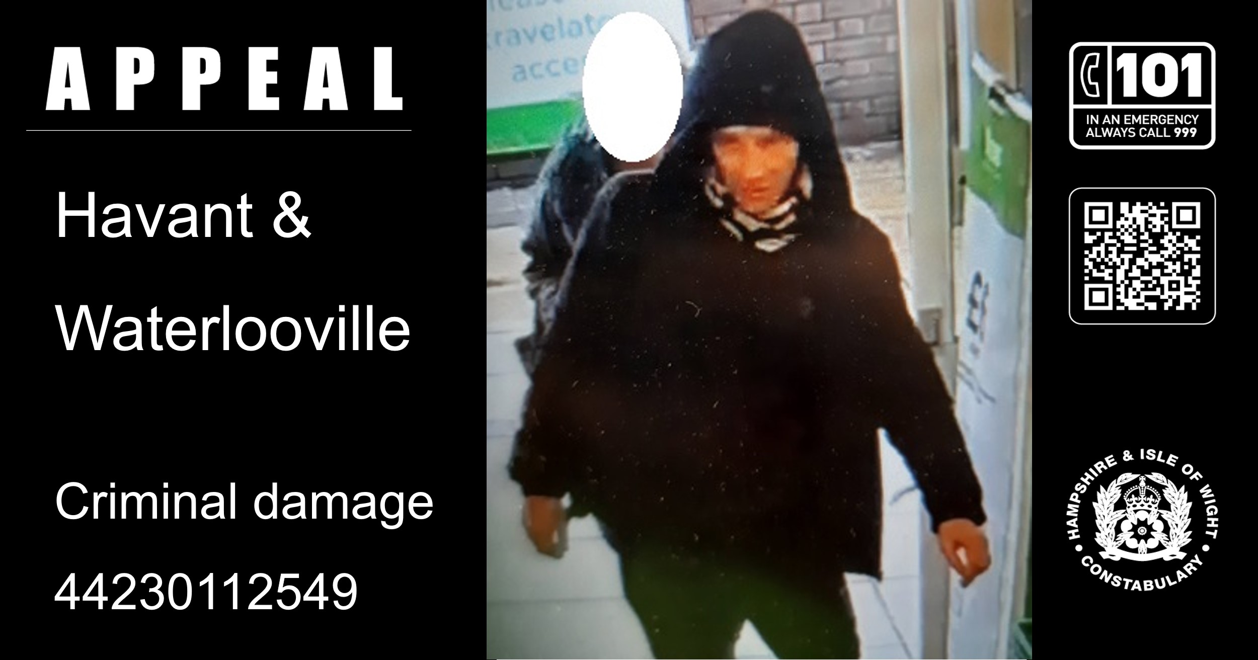 Appeal for information following criminal damage incidents in Havant & Waterlooville
