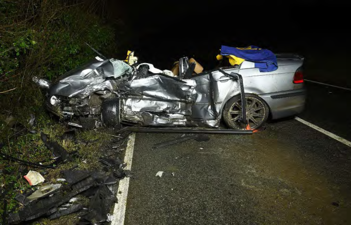 Liam Pusey's BMW after the fatal collision
