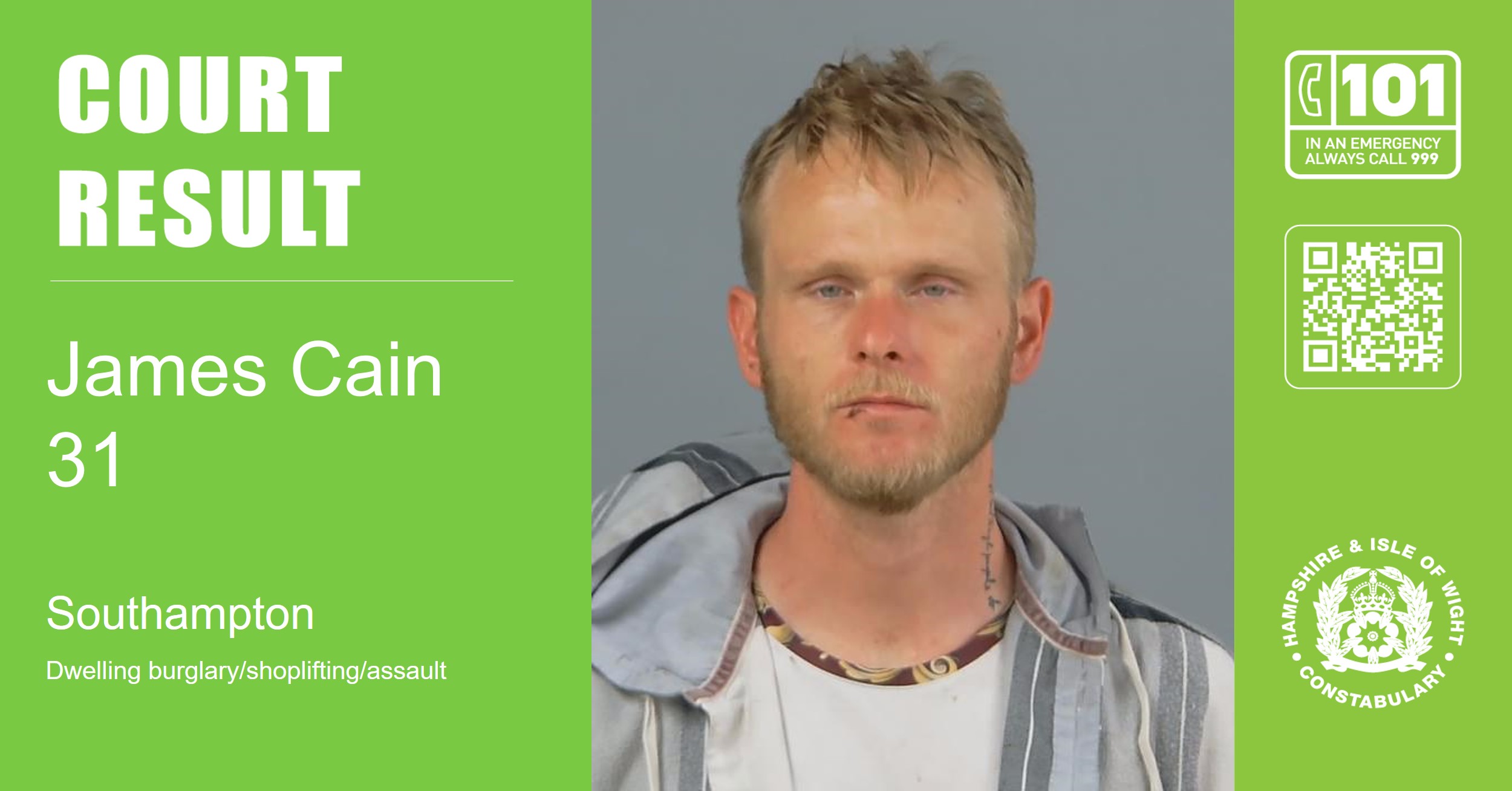 Man jailed for burglary and shoplifting offences in Southampton