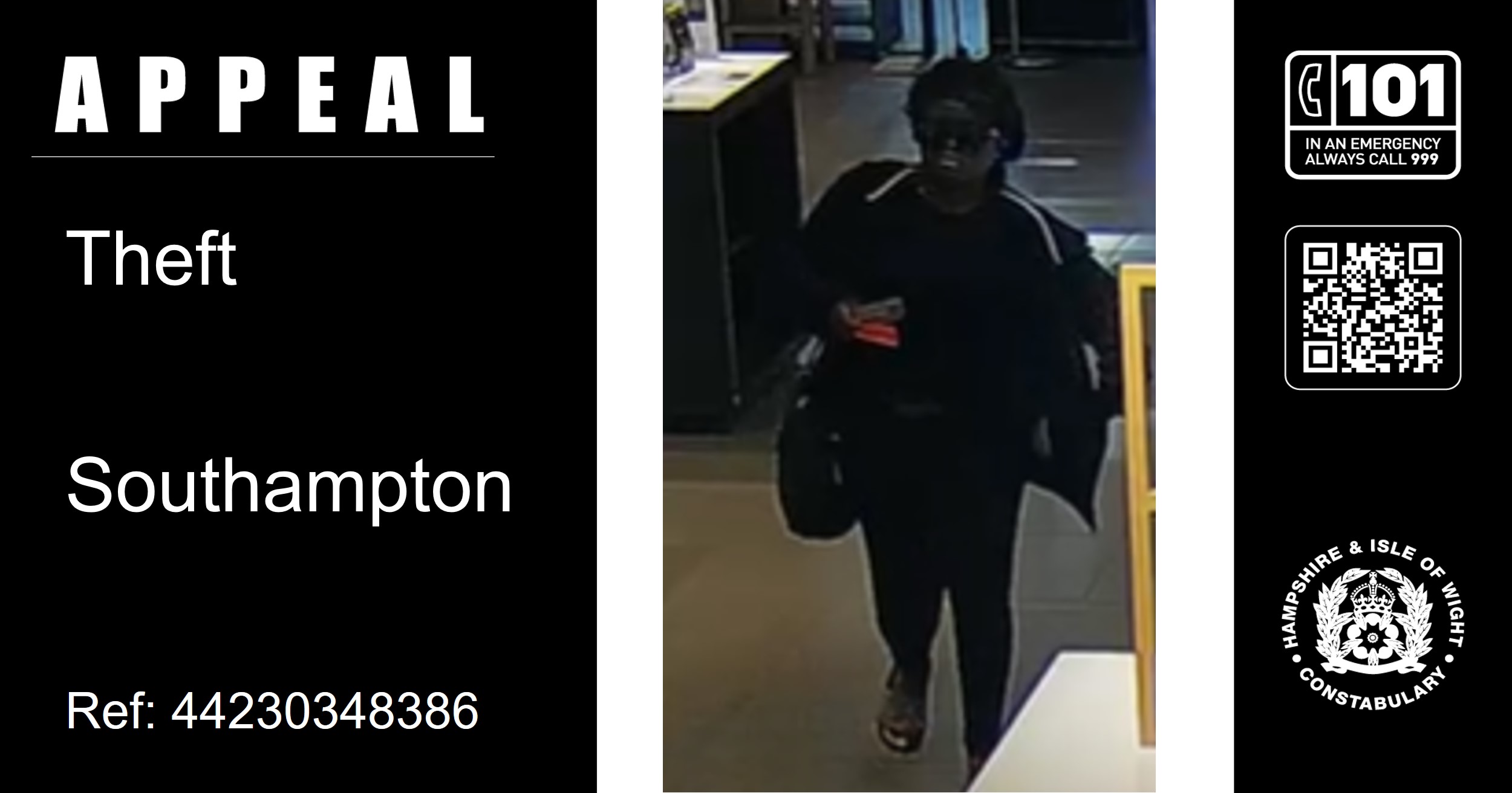 Police appeal for information in connection with theft from The Quays in Southampton