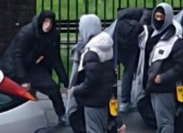 An image of two people police would like to speak to as part of an attempted theft investigation