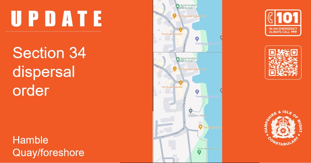 Section 34 authorised for Hamble Quay in response to anti-social behaviour