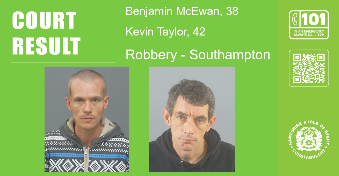 Two men jailed for robbery at Southampton store