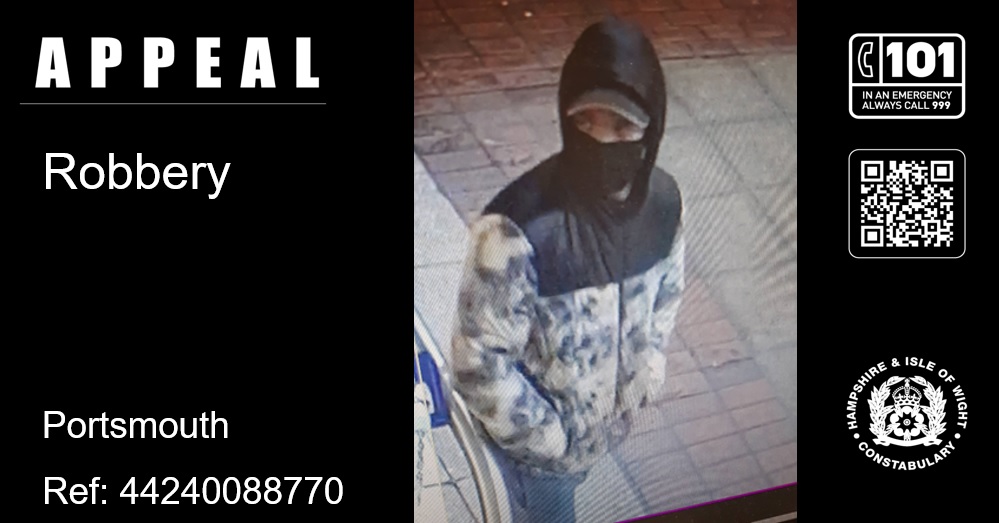 Appeal for information following robbery in Portsmouth