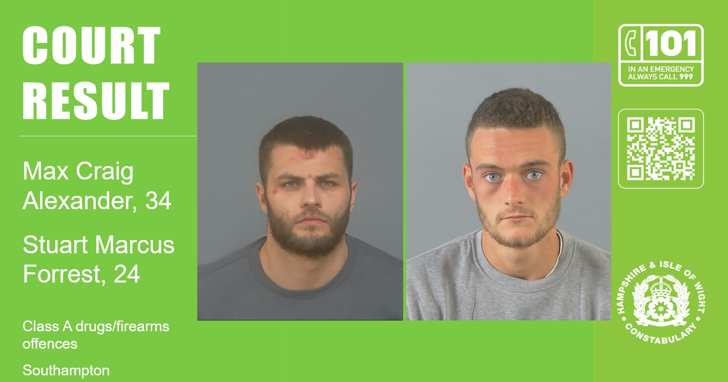 Heroin, cocaine and firearms taken off Southampton’s streets as two men are jailed for 29 years