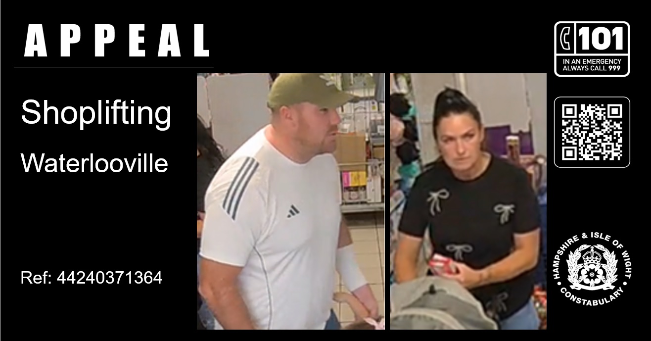 Appeal for information following shoplifting in Waterlooville