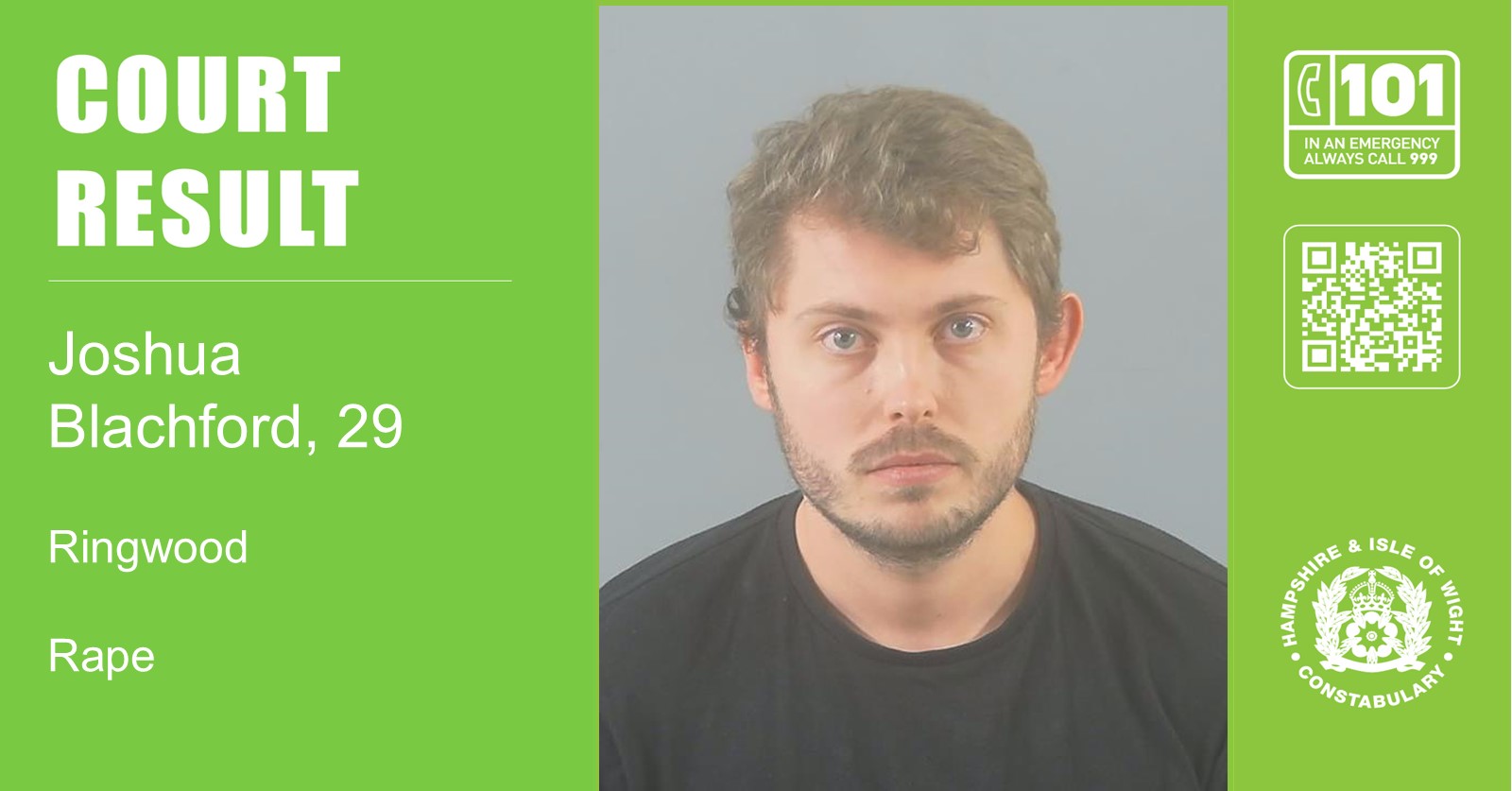 A 29-year-old man from Christchurch, Dorset has been jailed for three years and nine months for the rape of a woman in Ringwood