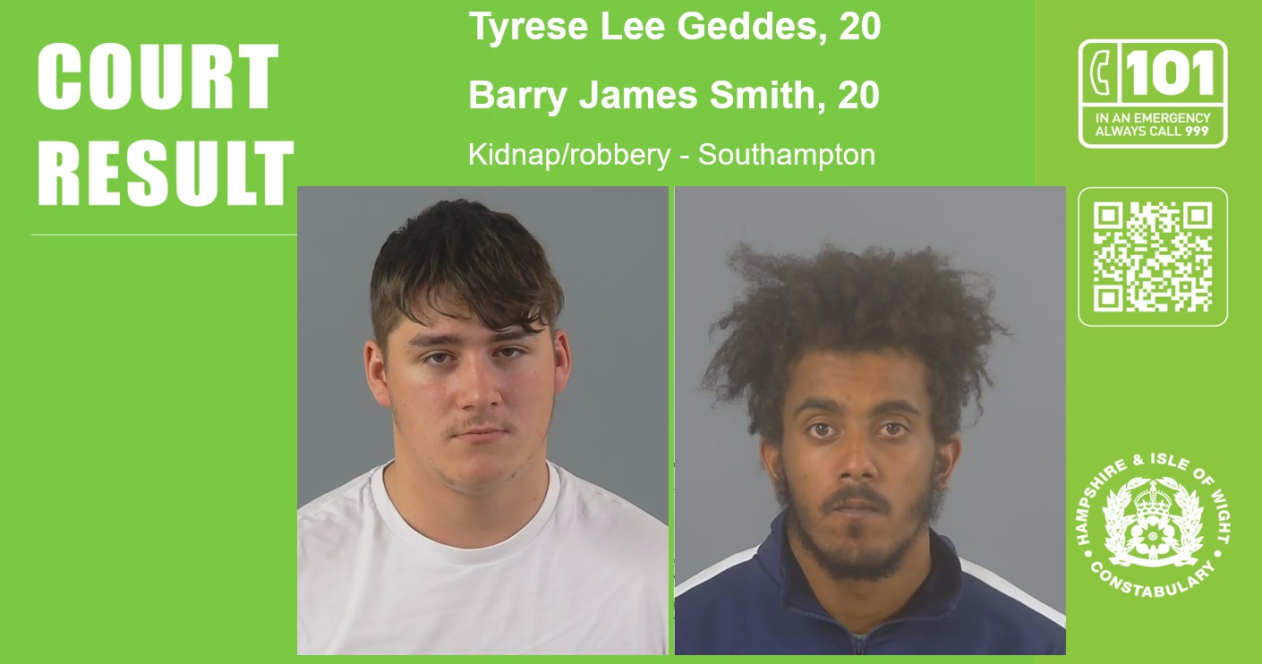 Two men jailed for more than 15 years for robbery and kidnap in Southampton