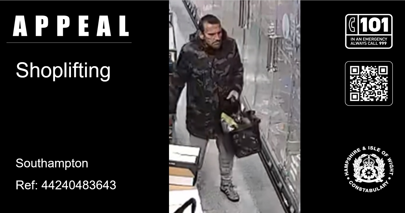 Appeal for information following shoplifting incidents in Southampton