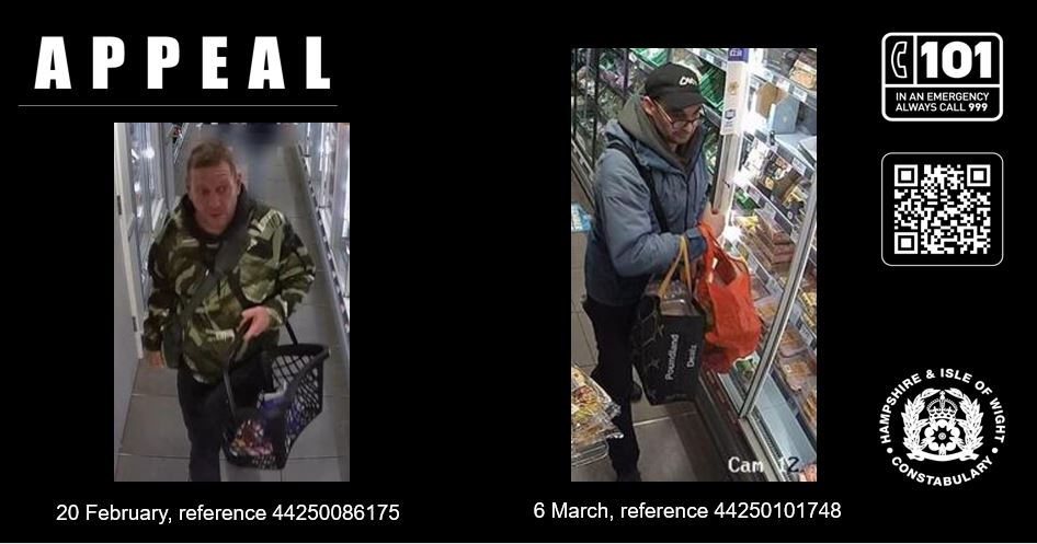 Two men sought in connection with separate thefts at same Bransgore shop