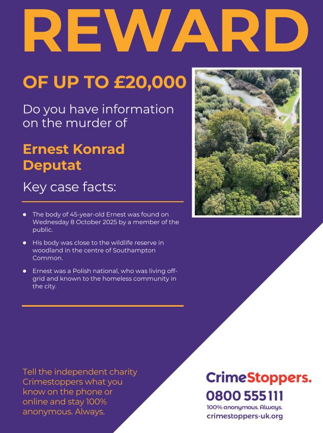 The Crimestoppers charity is offering a reward of up to £20,000 for information given anonymously to the charity that leads to the conviction of those responsible for the murder of Ernest Konrad Deputat