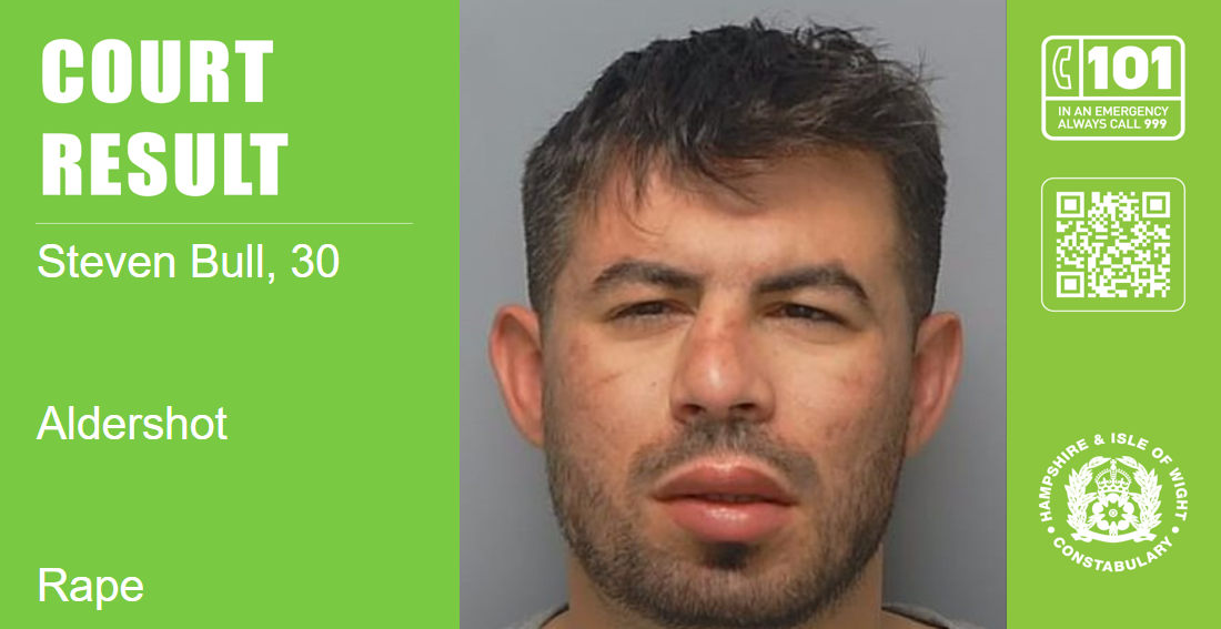 Man, 30, jailed for 15 years for raping woman in Aldershot 