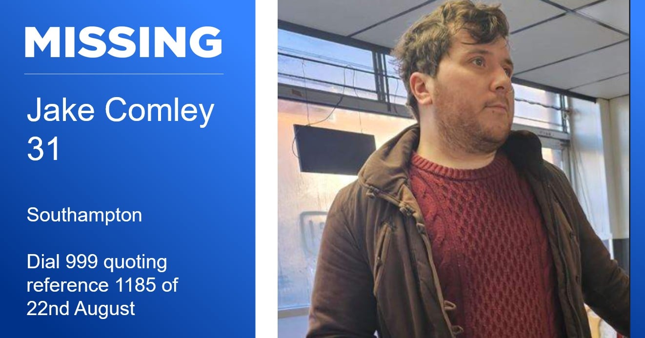 Can you help us find missing Jake Comley, 31, from Southampton?