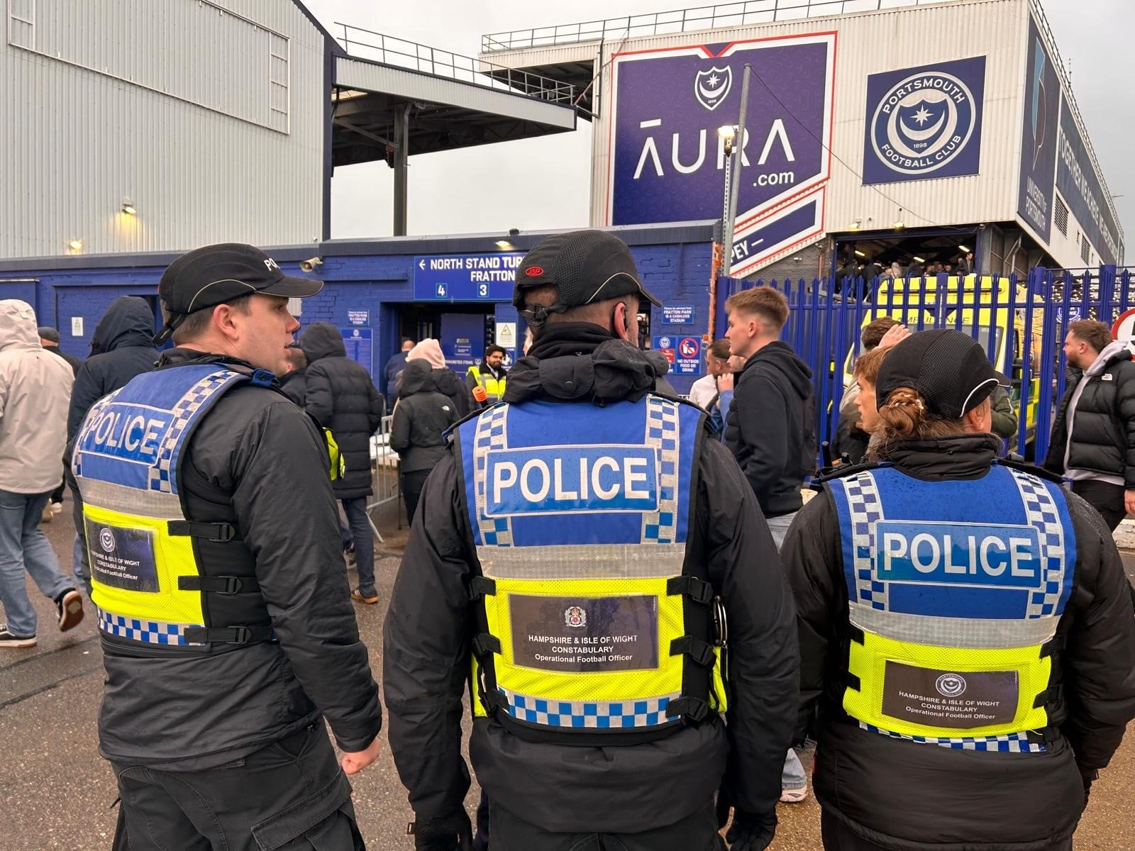 Officers at Fratton Park