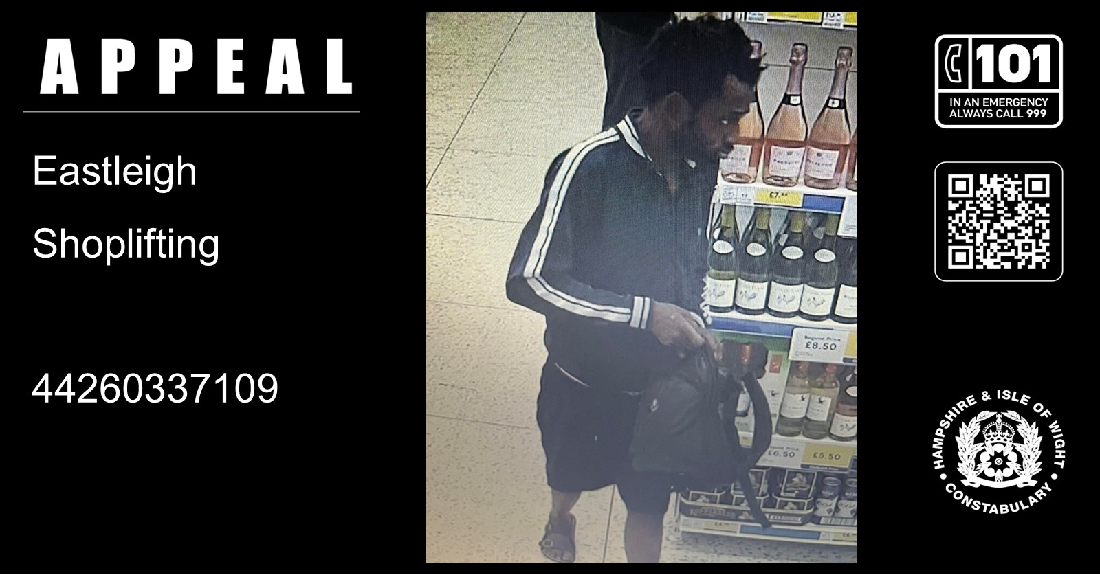 We would like to speak to this man, and a woman, in connection with a reported shoplifting from Tesco Express, Swan Centre, Eastleigh