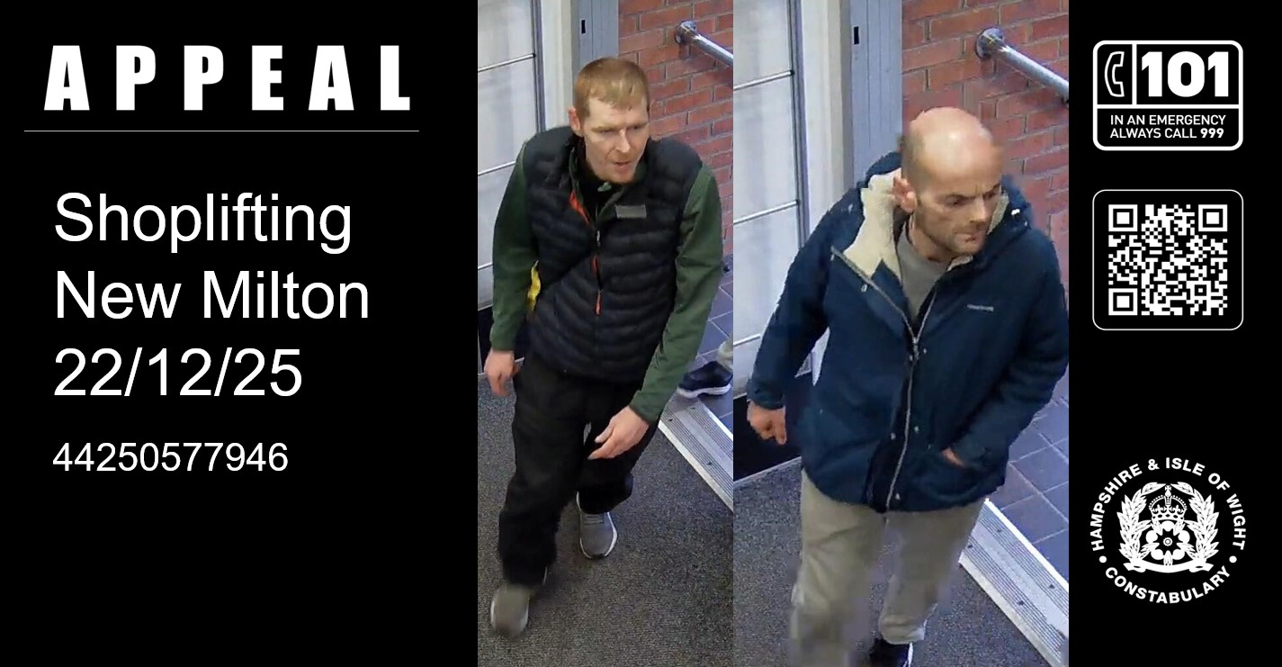 CCTV image appeal following shoplifting incident in New Milton