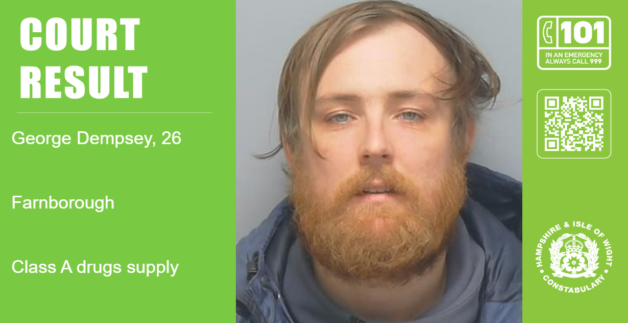 Man, 26, jailed for six years for drugs offences in Farnborough