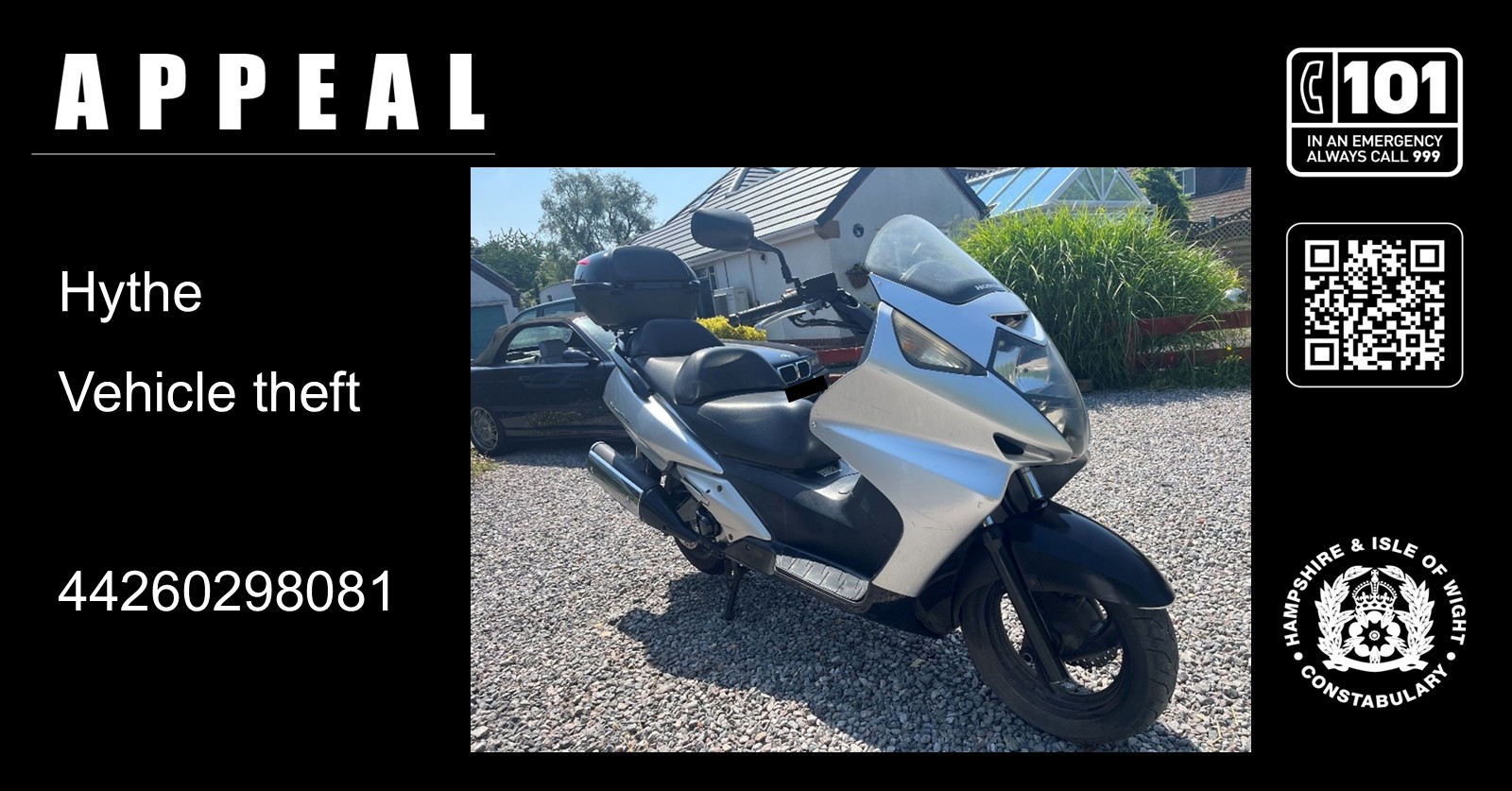 Our enquiries continue, but we would like to hear from anyone who knows of the bike’s current whereabouts