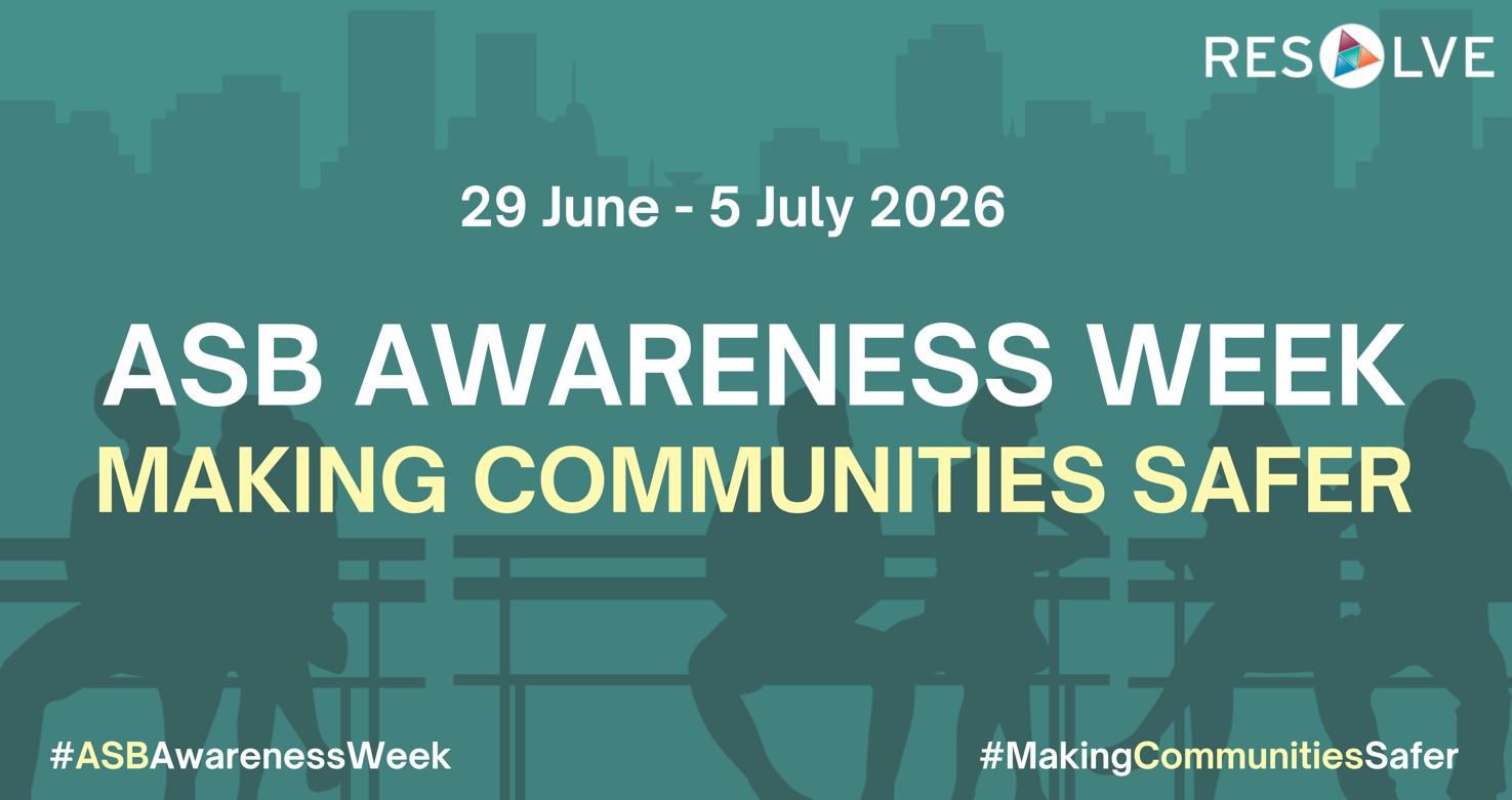The words ASB AWARENESS WEEK - MAKING COMMUNITIES SAFER on a green background