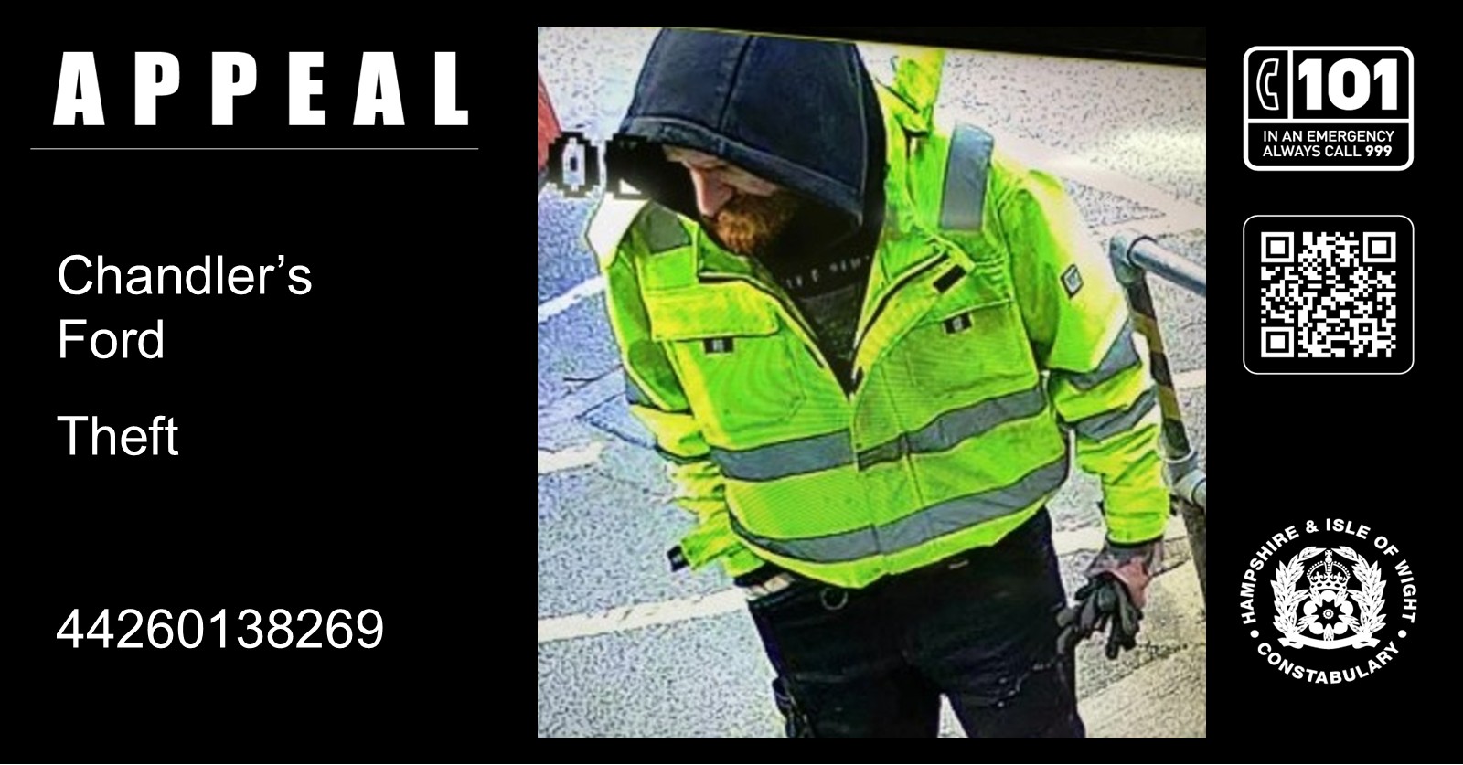 We would like to speak to this man in connection with a reported theft of a bike from outside Central on Winchester Road, Chandler’s Ford