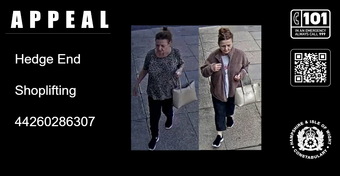 Officers investigating three shopliftings at Co-op in Hedge End would like to speak with this woman as part of their investigation
