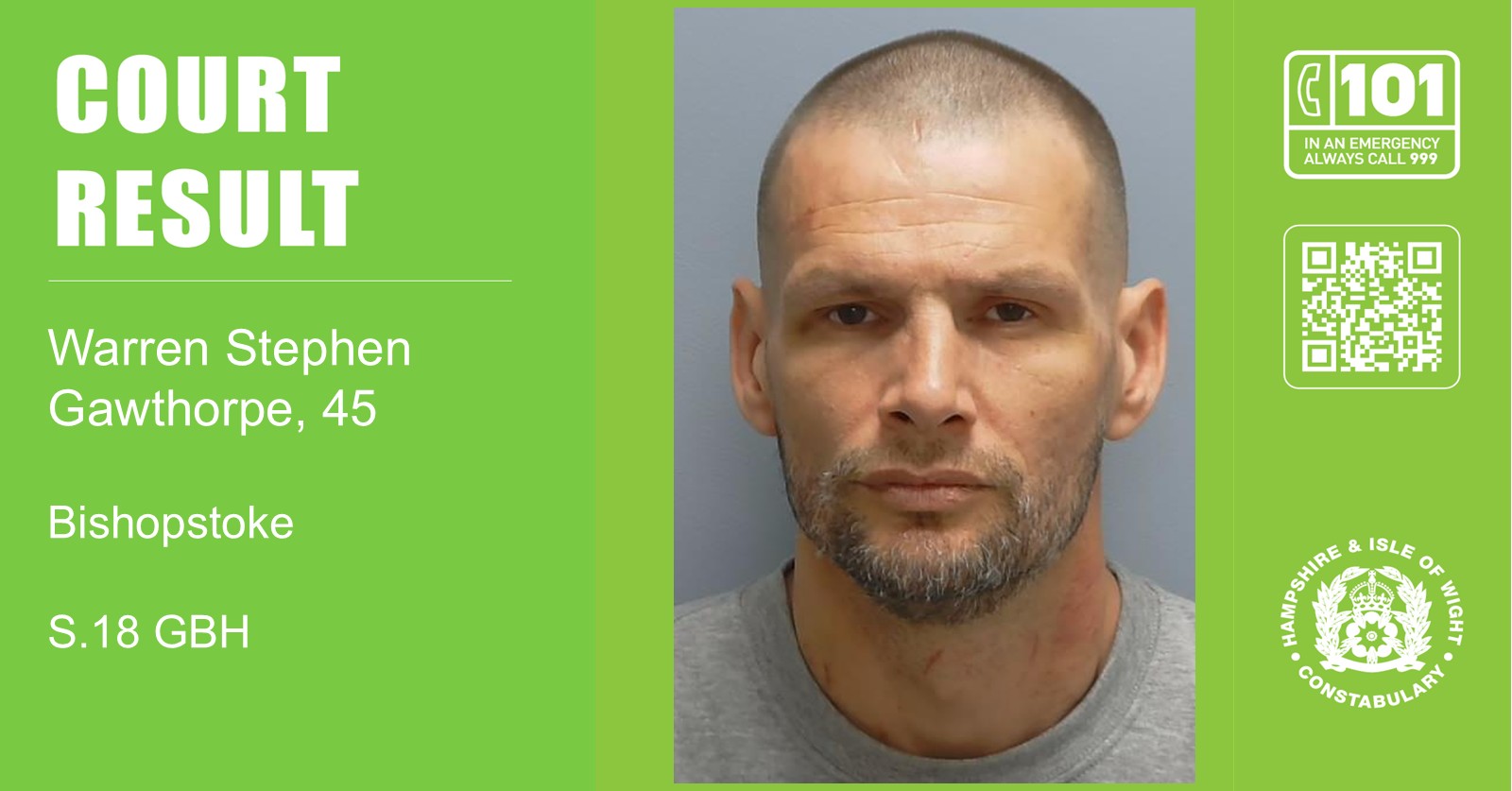 A 45-year-old man from Bishopstoke has been jailed for eight years after being found guilty of causing Section 18 grievous bodily harm