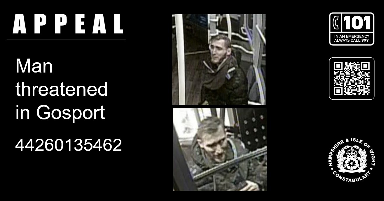 Appeal after man threatened in Gosport