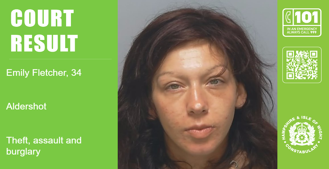 Woman, 34, jailed for more than two years for prolific offending in Aldershot 