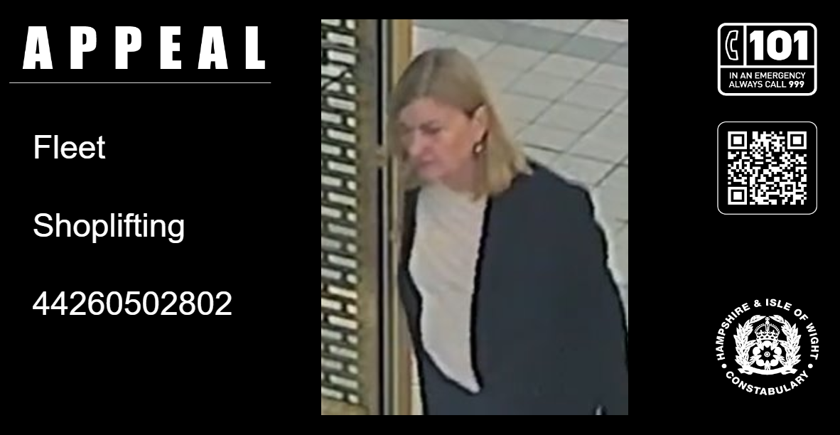 Image issued as part of Fleet shoplifting investigation 