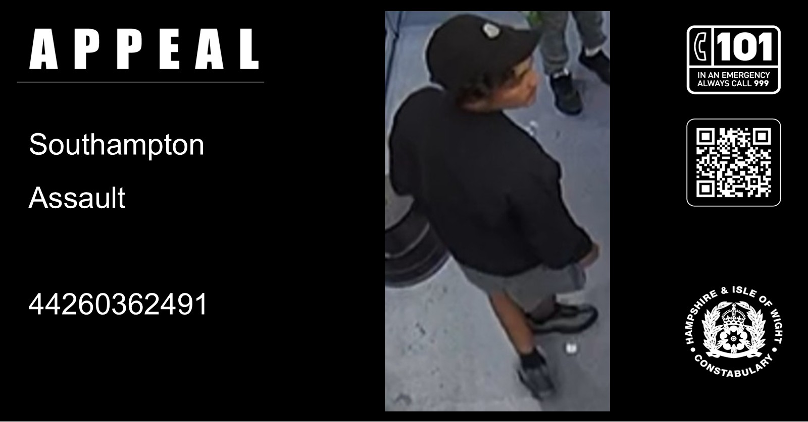 We would like to speak to this man in connection with a reported serious assault at Poundland on Above Bar Street, Southampton