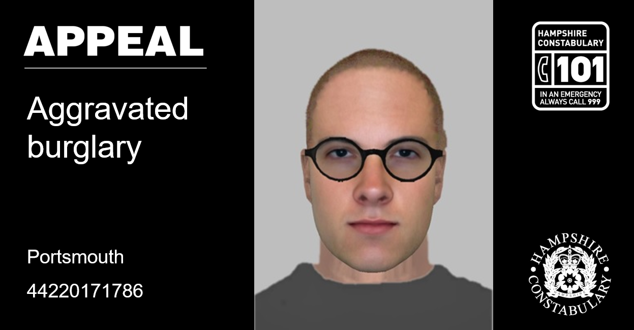 E-fit image released following aggravated burglary in Portsmouth