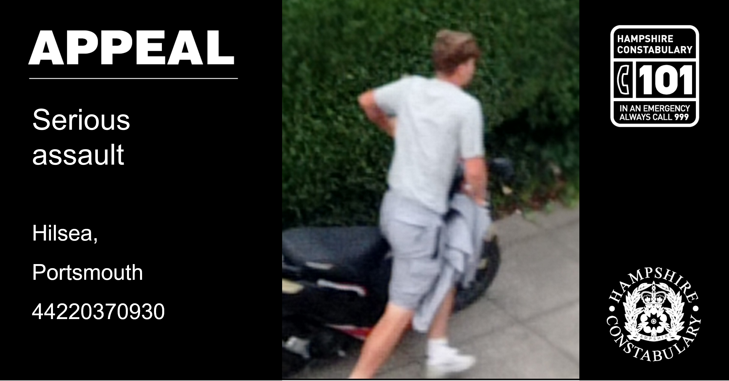 Appeal for information following serious assault in Portsmouth