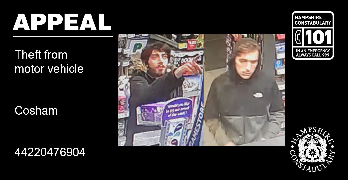 CCTV images released as part of theft from motor vehicle investigation 