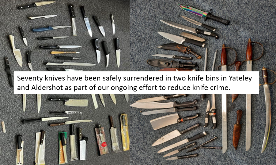 Op Sceptre - Knives surrendered in knife bins in Hart and Rushmoor