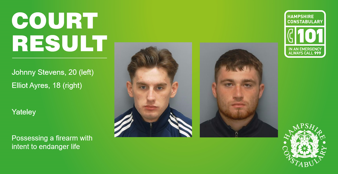 Two men jailed for a total of 22 years after a firearm was discharged into a car in Yateley